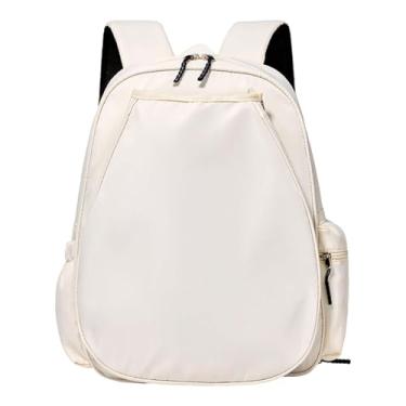 Imagem de Deevoka Mochila de tênis, bolsa esportiva para atividades ao ar livre, bolsa de badminton portátil multifuncional resistente à água com compartimento para, Branco