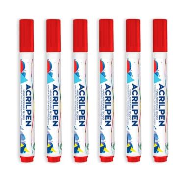 Imagem de Caneta Para Tecido Acrilpen 6 Unidade - Acrilex - Pintura Permanente e Personalização É Ideal Para Personalizar E Detalhar Seus Projetos De Tecido Com Precisão E Durabilidade (507 Vermelho Fogo)