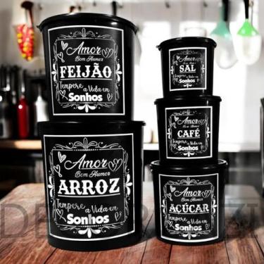 Imagem de Jogo De Mantimento De Plástico 5 Peças Redondo potes de cozinha porta 