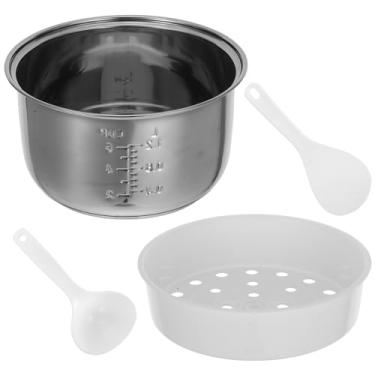 Imagem de STOBAZA Panela interna de panela de arroz antiaderente panela interna de aço inoxidável para panela elétrica de arroz - capacidade de 3 litros