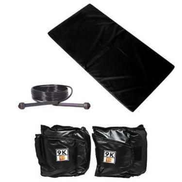 Imagem de Kit Colchonete Preto + Corda de Pular + Par Caneleira 9kgs - 1 Fit