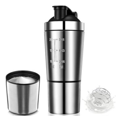 Imagem de Zenkon Coqueteleira Whey, Shakeira Whey de 791 ml, Academia de Aço Inoxidável, Suplemento, Garrafa de Seção Dupla