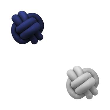 Imagem de Almofadas De Nó 28cm x 28cm Lindas Decorativas Sala Sofá Cama Cores (AZUL MARINHO E CINZA)