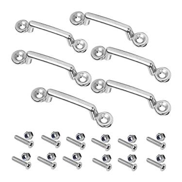 Imagem de Abimars Bimini Olho de almofada superior para barco, tiras de aço inoxidável, laço para baixo, laço para caiaque, ponta de âncora para amarrar, laço para pés com parafusos para encaixe de canoa de caiaque – Pacote com 6