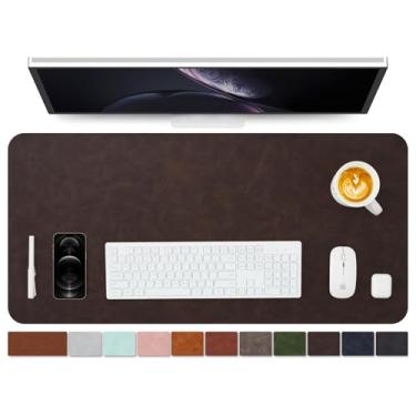 Imagem de Tapete de mesa de couro envelhecido - Almofada de mesa de poliuretano antiderrapante para escritório e casa - Organização de mesa e acessórios - Ideal para mouse pad grande e tapetes de mesa em cima