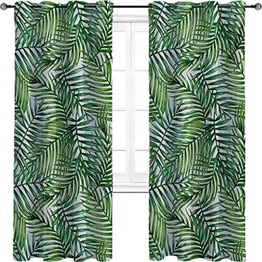 Imagem de Cortinas blackout de folhas para quarto - isolamento térmico, economia de energia e redução de ruído, tratamento de sombreamento completo, cortina de isolamento de cozinha, L 182 x C 182 cm, verde