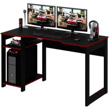 Imagem de Mesa Para Computador Gamer Espaço Para 2 Monitores E Cpu Preto/vermelh