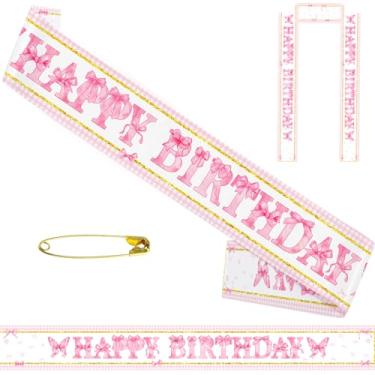 Imagem de SKJIAYEE Faixa De Feliz Aniversário Com Laço, Rosa Coquete Para Mulheres E Meninas, Decoração Festa Laços, Casamento, 10º Aniversário, Adolescente Oficial, 16 Anos, 18 Finalmente 21 Faixas Fofas