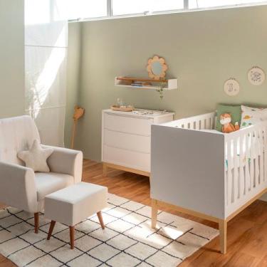 Imagem de Kit Quarto Theo com Pés Square Natural - Berço Mini Cama + Cômoda 3 Ga