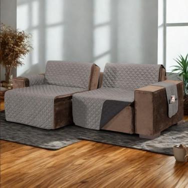 Imagem de Capa De Sofá Retrátil 2,40m Dupla Face Matelada Com Bolsos - MR ENXOVA