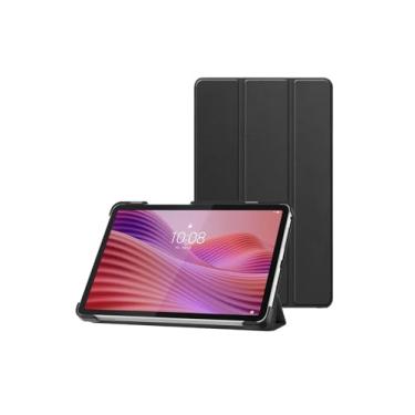 Imagem de Capa para tablet Android Lenovo Tab One 2025 TB305FU de 8,7 polegadas, capa de couro PU WUNIAK ultra leve e fina com design de slot para caneta, preta