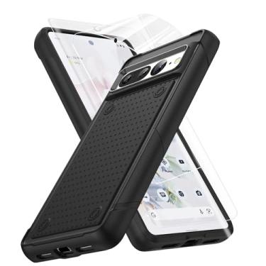 Imagem de Capa para Google Pixel 7 Pro, capa de telefone Pixel 7 Pro com 2 películas protetoras, proteção contra quedas de grau militar, capa de telefone antiderrapante à prova de choque para Google Pixel 7 Pro (2022), preta