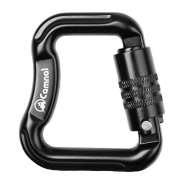Imagem de kowaku Mosquetão de escalada com trava, mosquetão leve e resistente, equipamento para caminhadas e atividades ao ar livre, rede, Preto