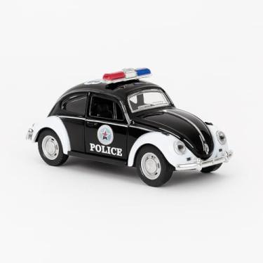 Imagem de Carrinho de Metal de Polícia Miniatura Colecionável 12cm com Abertura de Portas e Fricção