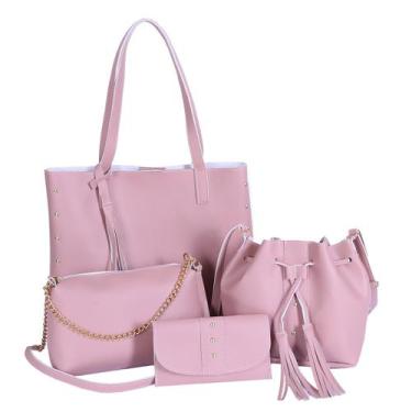 Imagem de Kit 4 Bolsas Feminina Sacola Saquinho Baladinha E Carteira - Getshow, 