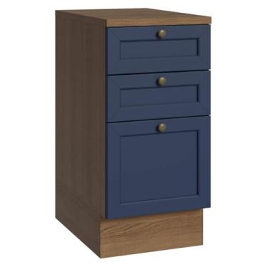 Imagem de Balcão de Cozinha 40 cm 3 Gavetas Rustic/azul Vik Madesa