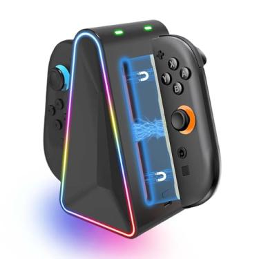 Imagem de AriKroii Charging Dock for Nintendo Switch 2 JoyCon Controllers 4 in 1 Fast Charger Station, with Support Dual-Direction Charge 7 Colors of RGB, Magnetic Station for Switch 2 Joy-con 2 Accessories