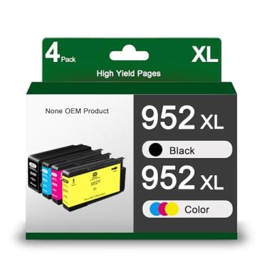 Imagem de Cartucho de tinta de substituição 952XL para impressora HP 952 XL 952 Work for OfficeJet Pro 8210 8710 8720 8740 8730 7720 (preto, ciano, magenta, amarelo)