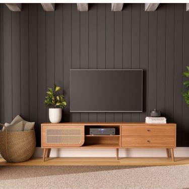 Imagem de Rack Tela Natural 220cm Com 2 Gavetas E Porta De Correr Tb311 - Dalla Costa Freijó