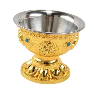 Imagem de Bothyi Tigela de oferenda de água budista tibetana, copo de água, decoração de incenso, meditação, ioga, arte para festa, utensílio de latão decorativo