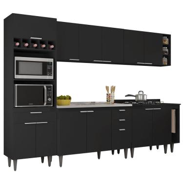 Imagem de Armário de Cozinha CP07 Com Pia 120cm Pérola Z34 Preto      - Mpozenato