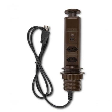 Imagem de 2 Torres De Tomada Multiplug 2 Tomadas 20a + 2 Usb Rápido - Marrom