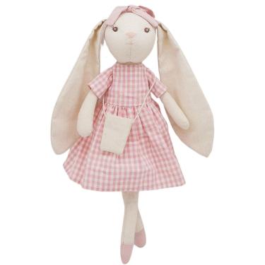 Imagem de Bicho de pelúcia Mike Fluffie 15 Bunny com vestido xadrez rosa