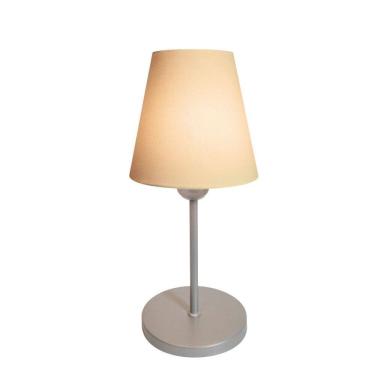 Imagem de Abajur de Mesa Md-2005 Base Aluminio Cinza Cúpula em Tecido Cone Algodão Crú - Bivolt