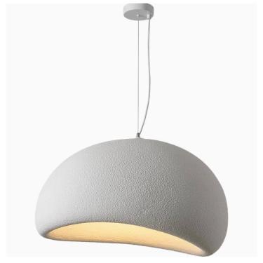 Imagem de Luminária Pendente Cúpula Estilo Japonês Cor Branca Com 50Cm