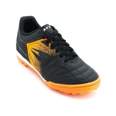 Imagem de Chuteira Society Infantil Menino Dray Topfly 50001600630 - Preto e Laranja-Masculino
