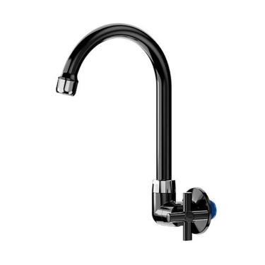 Imagem de Torneira Cozinha Parede Bica Alta Preta 1/2 Com Redutor De Vazão - Blukit