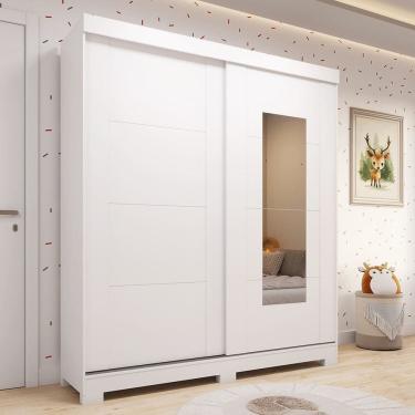 Imagem de Guarda-roupa Infantil 2 Portas de Correr Espelho Flex Color 160cm 100% Mdf Fantelli Espresso Móveis Branco