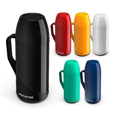 Imagem de Garrafa Térmica com Alça Café ou Chá, Disponível em 7 Cores - Vermelho, Amarelo, Branco, Verde, Azul, Lilás e Bege (Amarelo)