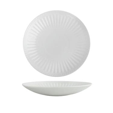 Imagem de Prato branco em relevo estilo ocidental salada de cerâmica prato de chapéu doméstico -12
