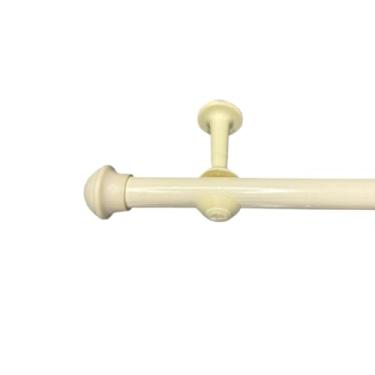 Imagem de Kit Varão de cortina Simples de Aço 2,40 metros 19mm, Bastão Varal de cortina Ferro(Bege/Palha)