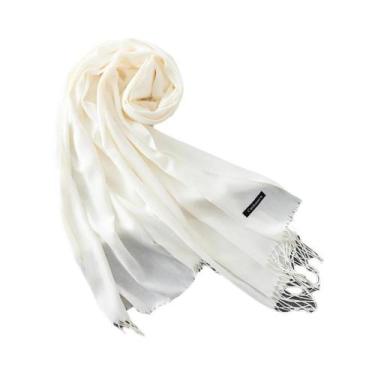 Imagem de Xale de Caxemira Longo Feminino - Cor Sólida, Hijab, Pashmina com Borl