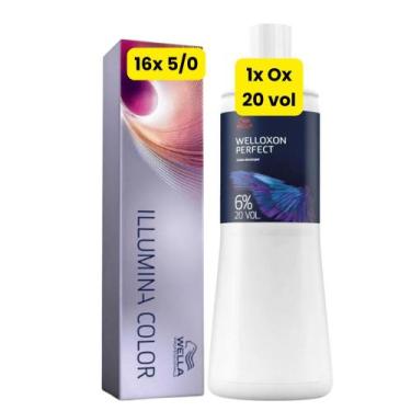 Imagem de Wella Illumina Color 16x 5/0 Castanho Claro + 1 Ox. 20v lt, UNICA