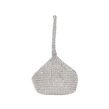 Imagem de GORGLITTER Bolsas femininas de strass com glitter extravagantes bolsas clutch com alça superior mini bolsas, Prata, One Size