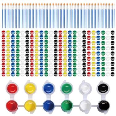 Imagem de Conjunto de 40 mini tintas acrílicas e pincéis de 6 cores para lembrancinhas de festa infantil, conjuntos individuais de tiras de tintas com pincel para crianças, kit de pintura de estudantes para