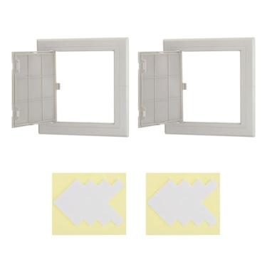 Imagem de PATIKIL Painel de acesso para drywall 15 x 15 cm, 2 conjuntos de plástico ABS capa de orifício de parede porta de acesso com fita dupla face para teto de parede elétrica, cinza
