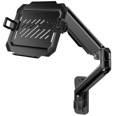 Imagem de Suporte de parede 2 em 1 para laptop com bandeja removível | Braço ajustável com mola a gás para laptops e monitores de 12 a 17 polegadas | Suporte articulado de movimento completo | Comporta 1 a 9 kg