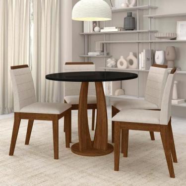 Imagem de Sala De Jantar Redonda Fontana Com 4 Cadeiras Freijó/preto/bege - M.a 