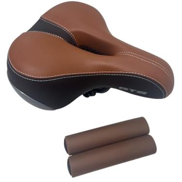 Imagem de Kit Selim Banco Gts Confort Bike Marrom + Manoplas Marrom