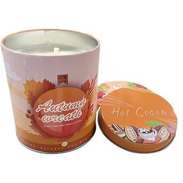 Imagem de Guirlanda de outono quente de cacau misto 255 g velas de outono para casa vela perfumada outono manhã velas de aniversário 40 horas bruning presentes de Halloween outono grinalda base de peça