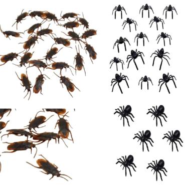 Imagem de 100 Pçs De Terror C/ 50 Mini Aranhas E 50 Baratas Fake Festas Pegadinha Decoração
