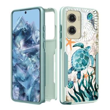 Imagem de Plakill Capa feminina para Moto G Stylus 5G 2024 - capa de telefone feminina fofa kawaii design estético tartarugas proteção resistente à prova de choque grau militar para Motorola Moto G Stylus 5G