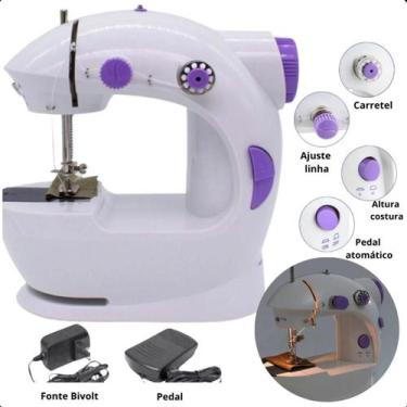 Imagem de Mini Máquina Portátil Elétrica Compacta Para Costura Rápida Com Pedal 