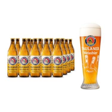 Imagem de Kit 20 Cervejas Paulaner Lager Munchner Hell Alemã Box 500ml + Copo Prost