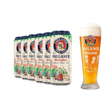 Imagem de Kit 6 Cervejas Alemã Paulaner Weissbier München Lata 500ml + Copo Prost