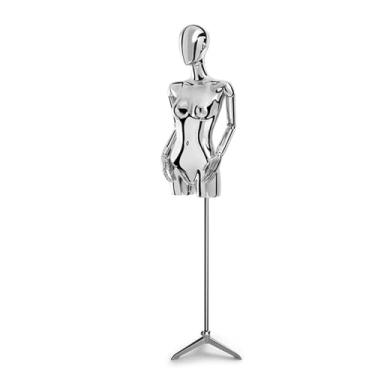 Imagem de Mannequin Manequins de varejo de meio corpo com base triangular, altura ajustável de 60,62 a 78,74 pol., manequim destacável(Silver)